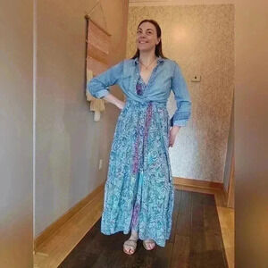 Aria Moda Paisley Swim Cover Up / Maxi Dress One Size